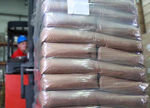Forklift with bags
